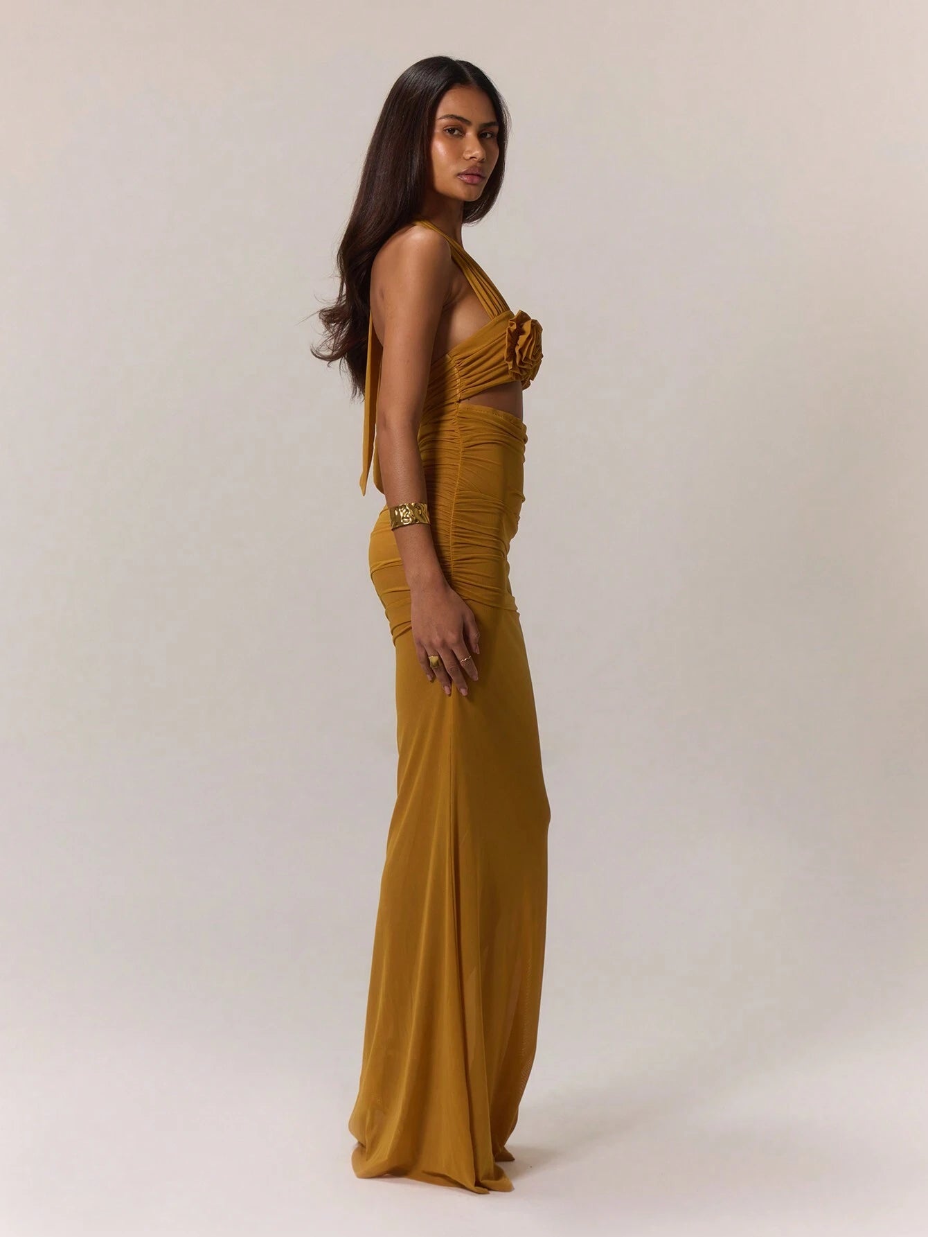 Floral 3d sheer maxi dress