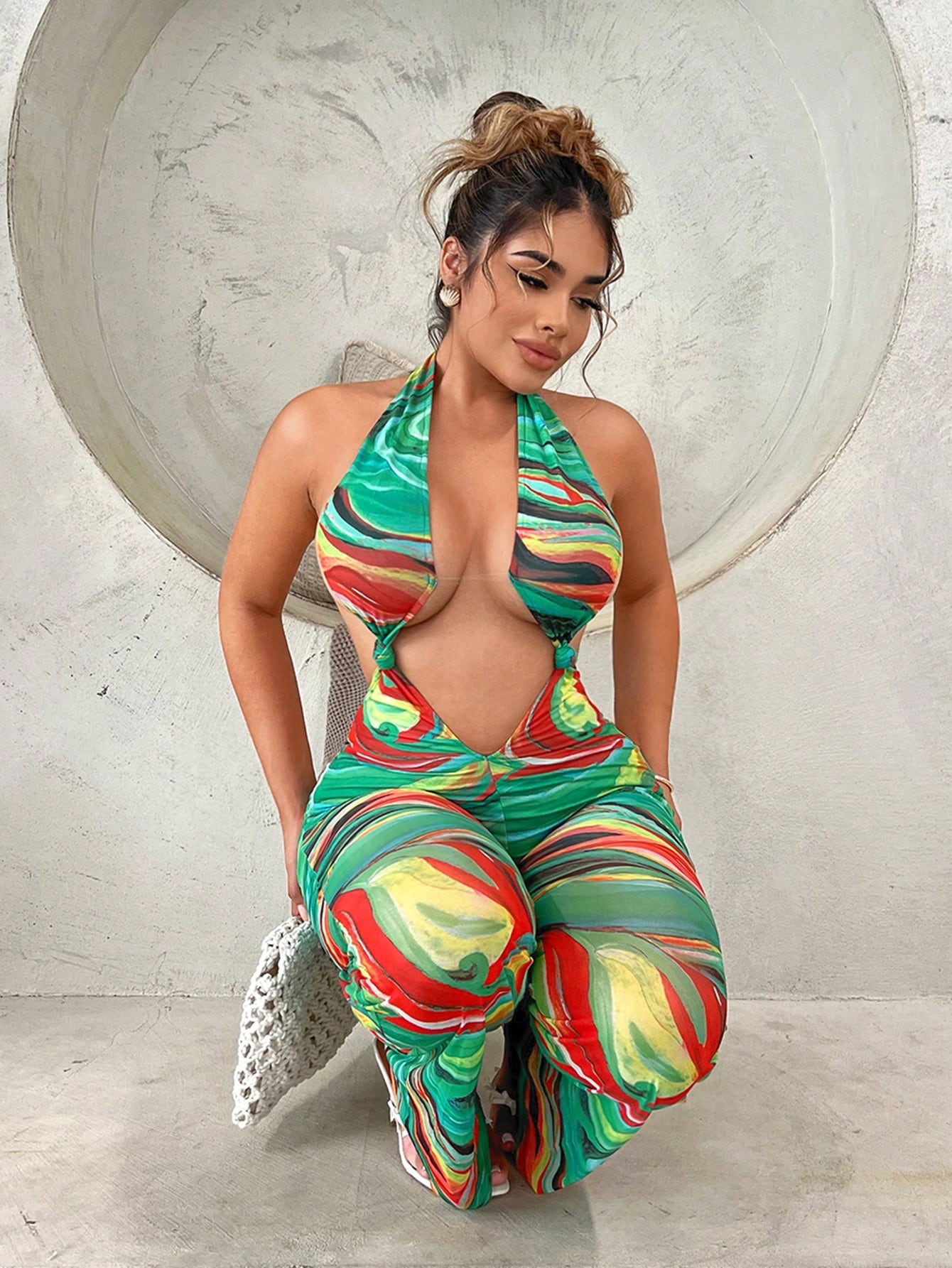 Cut out halter jumpsuit