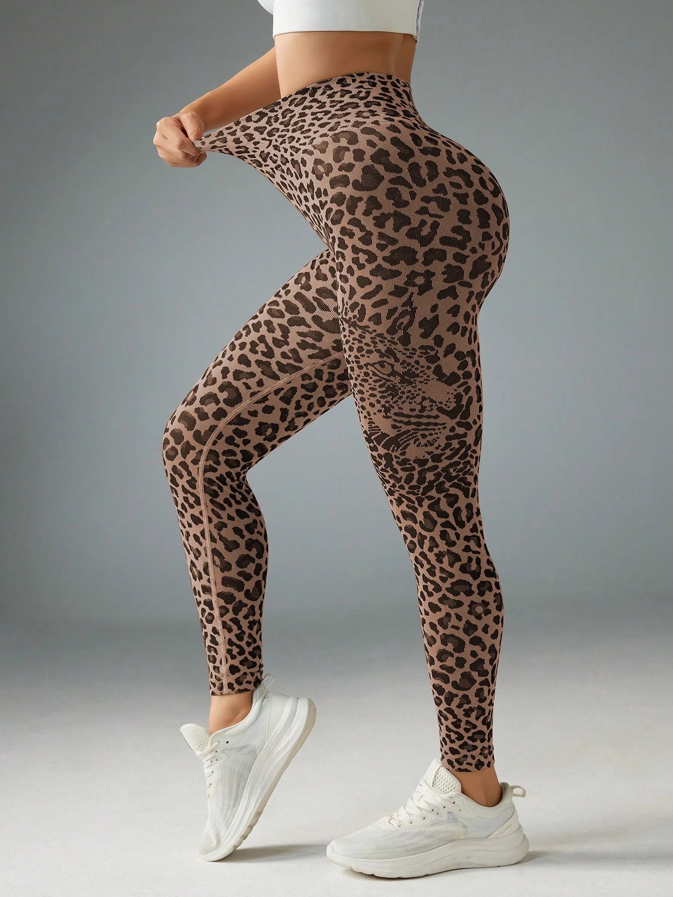 Leopard print seamless high waist leggings