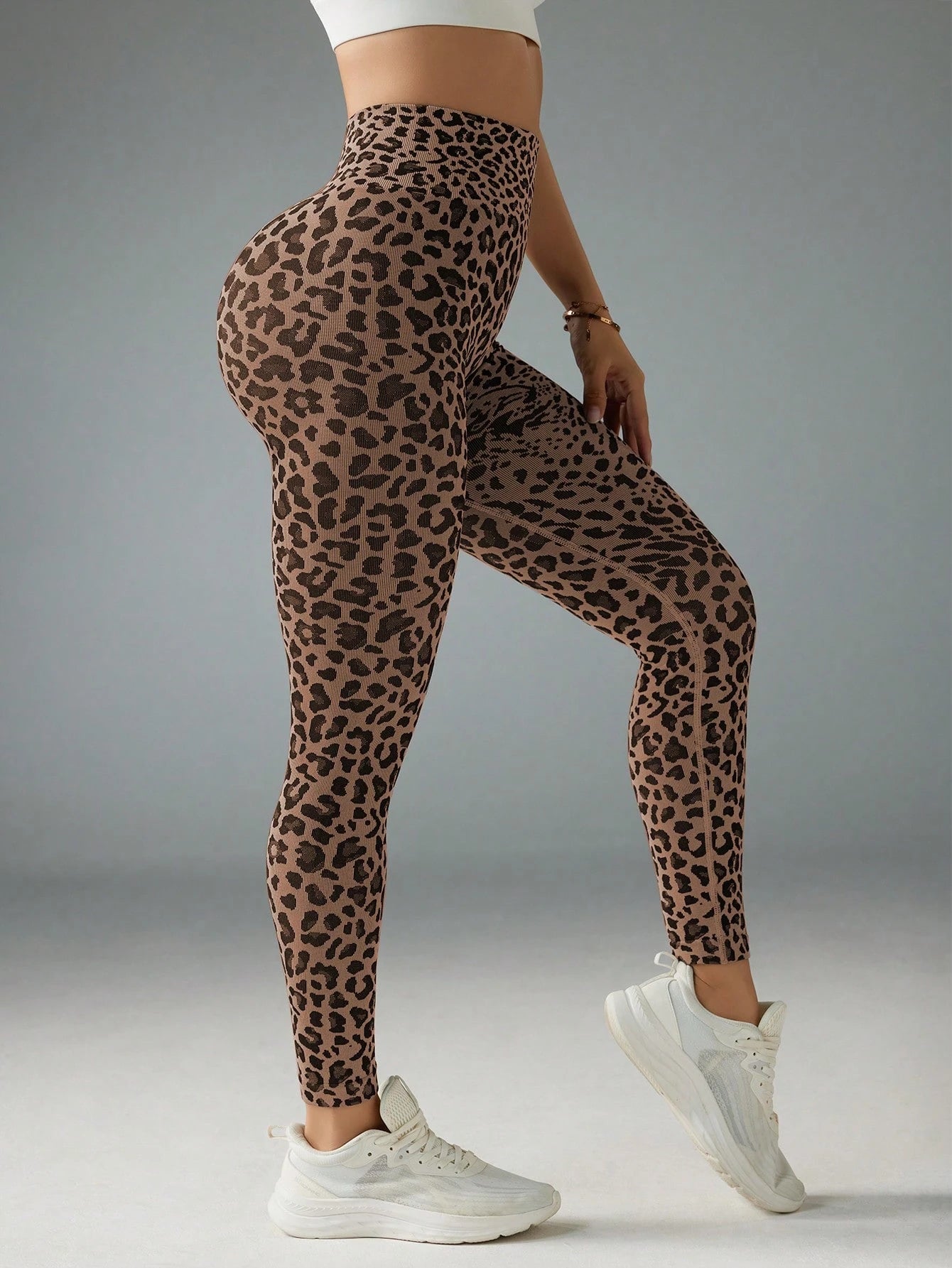 Leopard print seamless high waist leggings