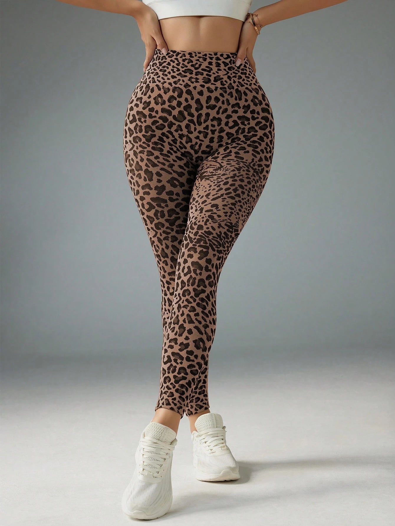 Leopard print seamless high waist leggings