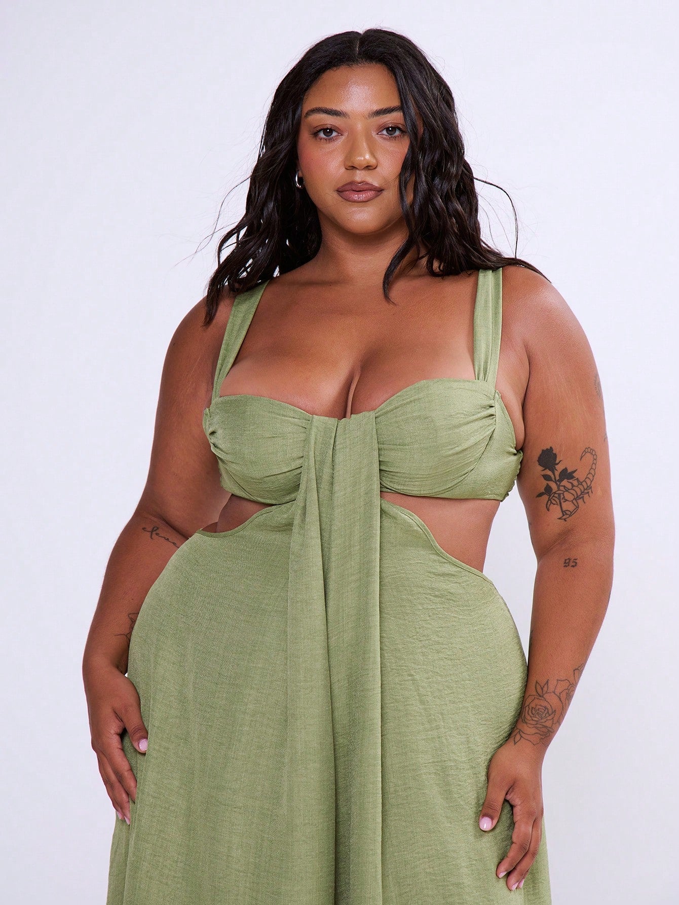Plus-size cut out sides romper