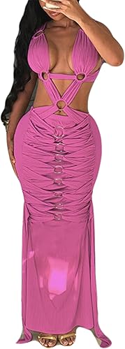 Chain hollow backless dress