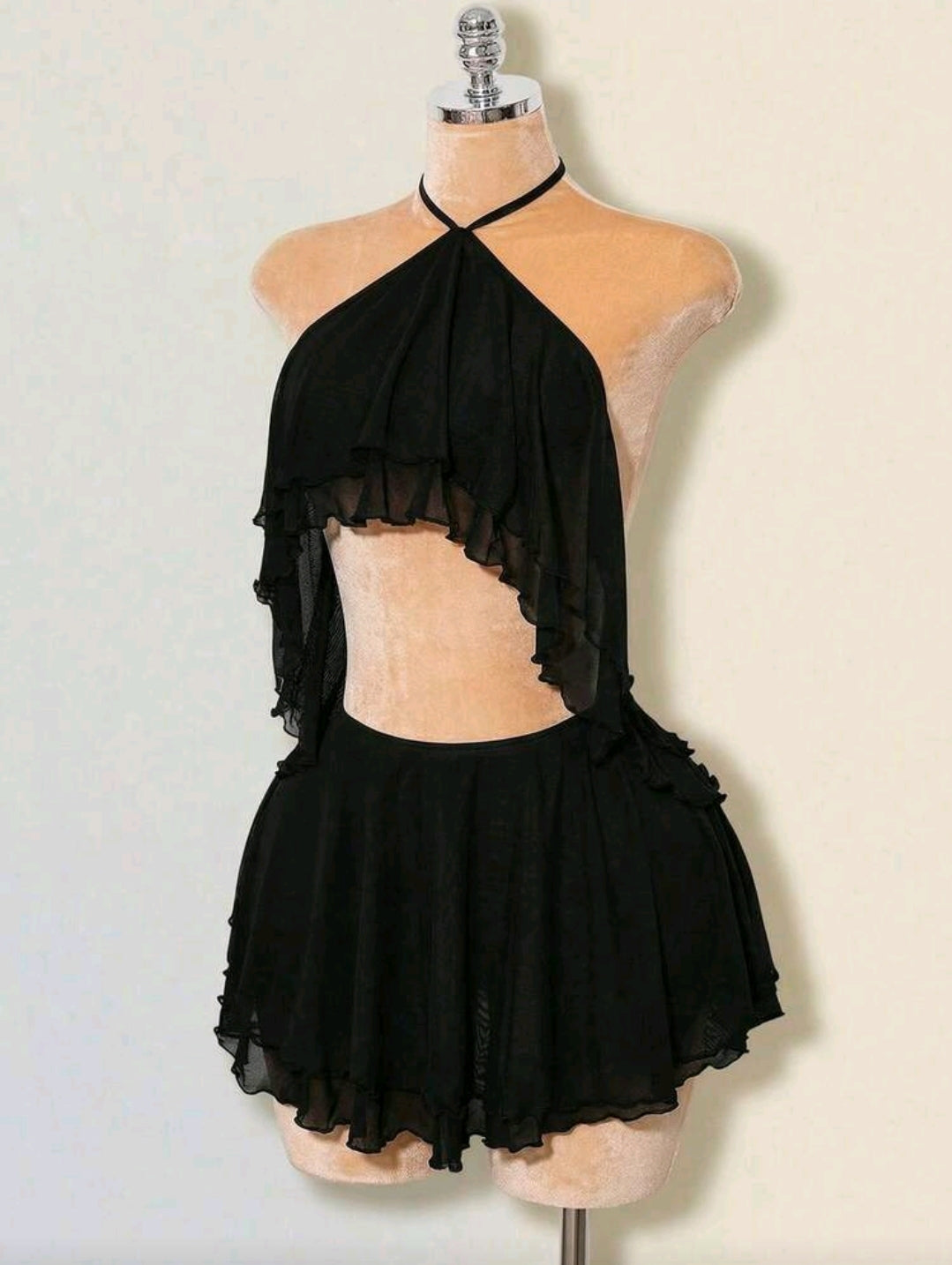 Ruffle halter mini romper