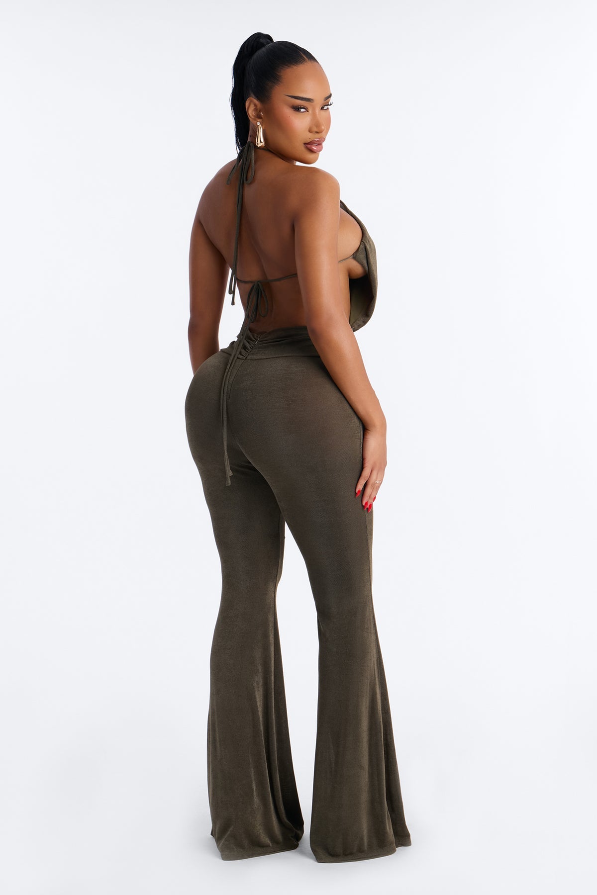Halter back slinky jumpsuit
