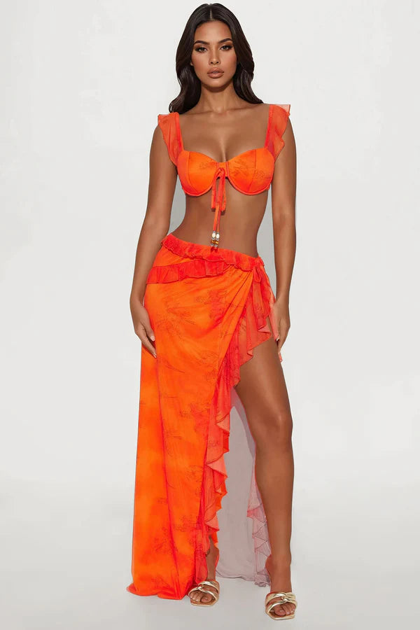 Tropical mesh skirt set