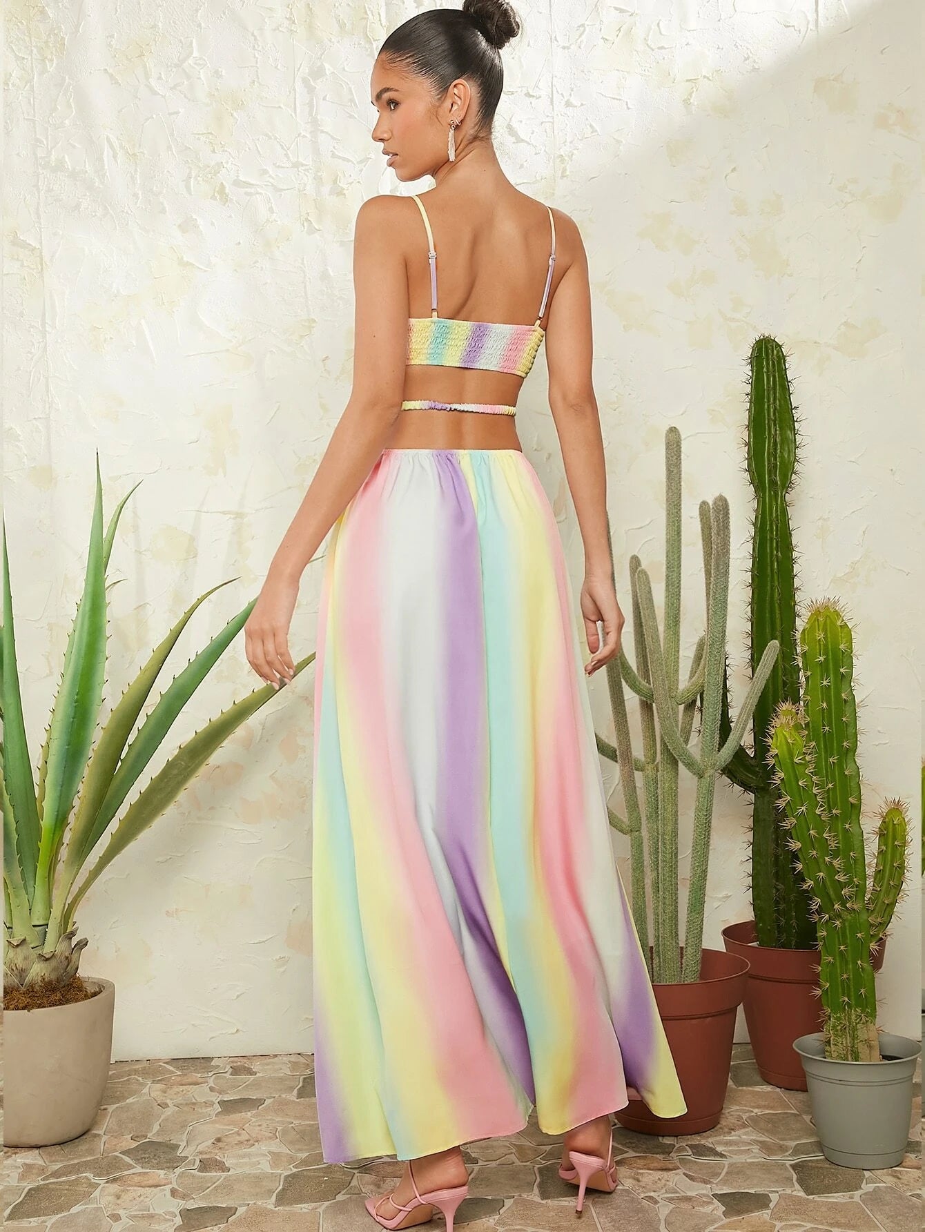 Rainbow cut out waist dress