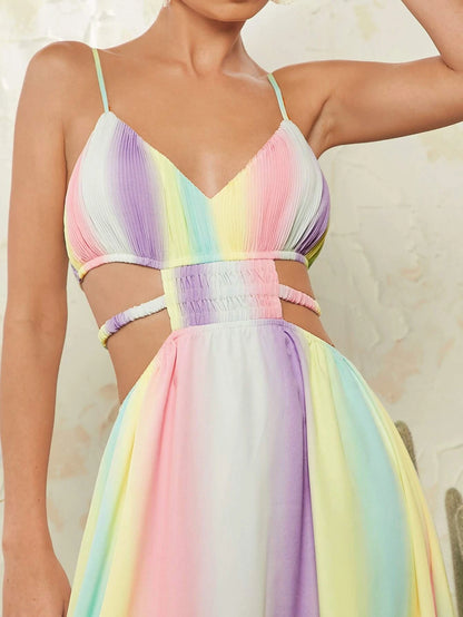 Rainbow cut out waist dress