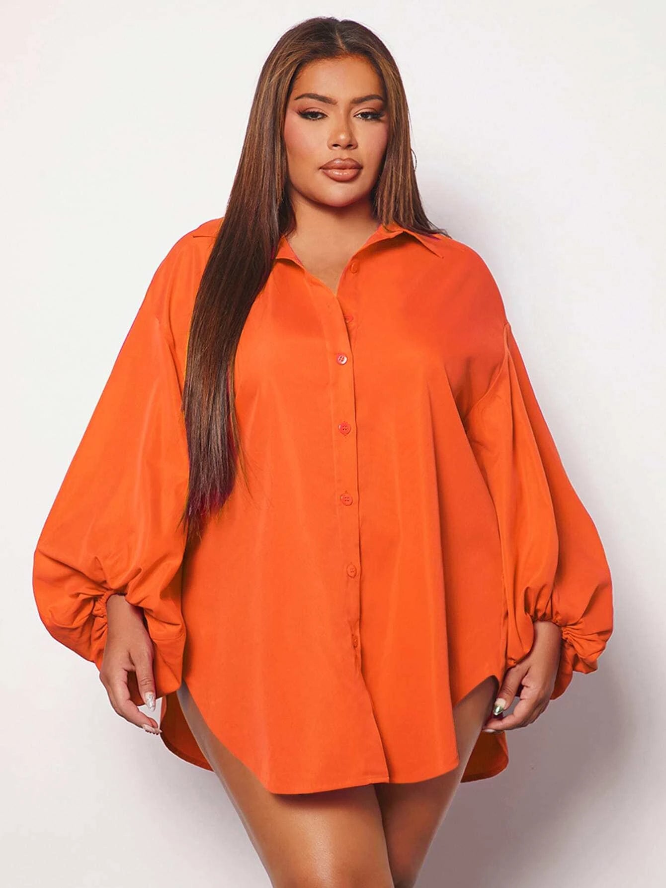 Plus size lantern sleeve shirt