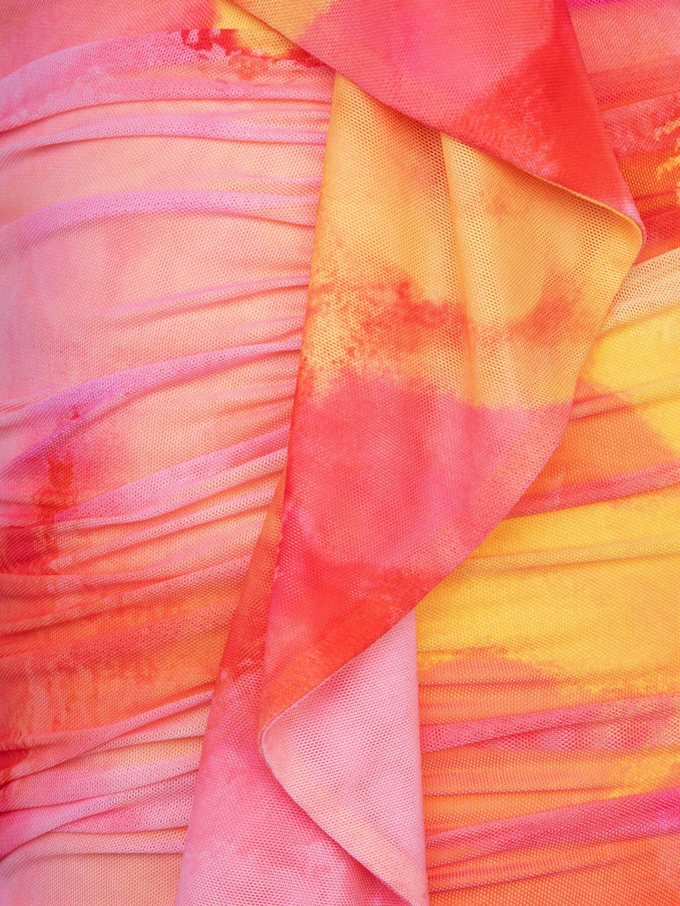 Haute Tie Dye Draped Ruffle Tube Dress