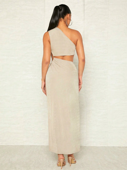 Cut out waist split thigh dress