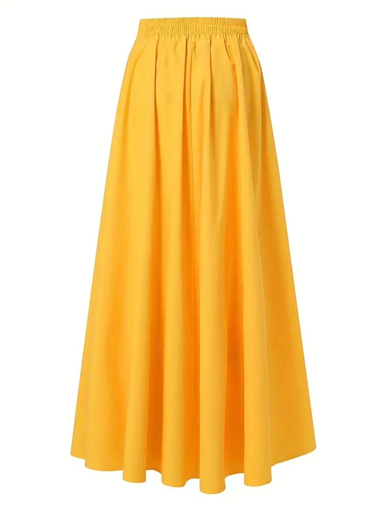 High waist pleated full length skirt