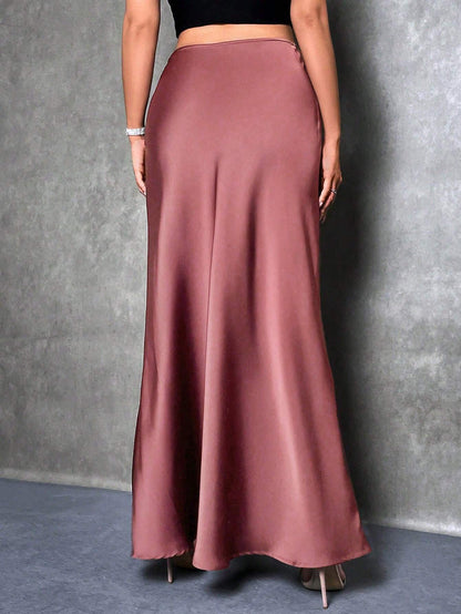 High waist maxi satin skirt