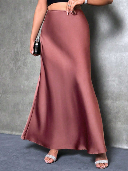 High waist maxi satin skirt