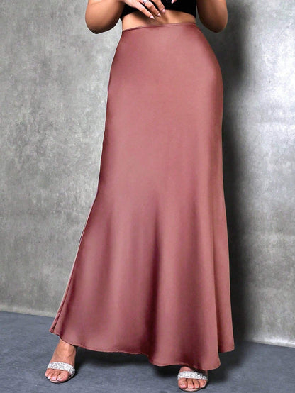 High waist maxi satin skirt