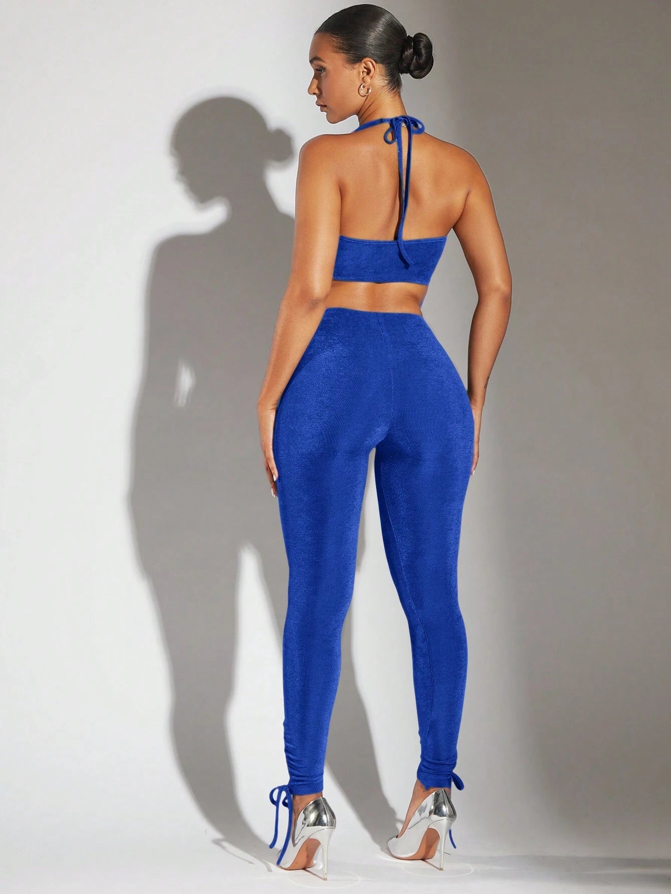 Halter neck top with skinny pants set