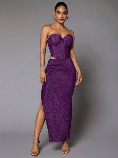 Bustier cropped top and skirt set