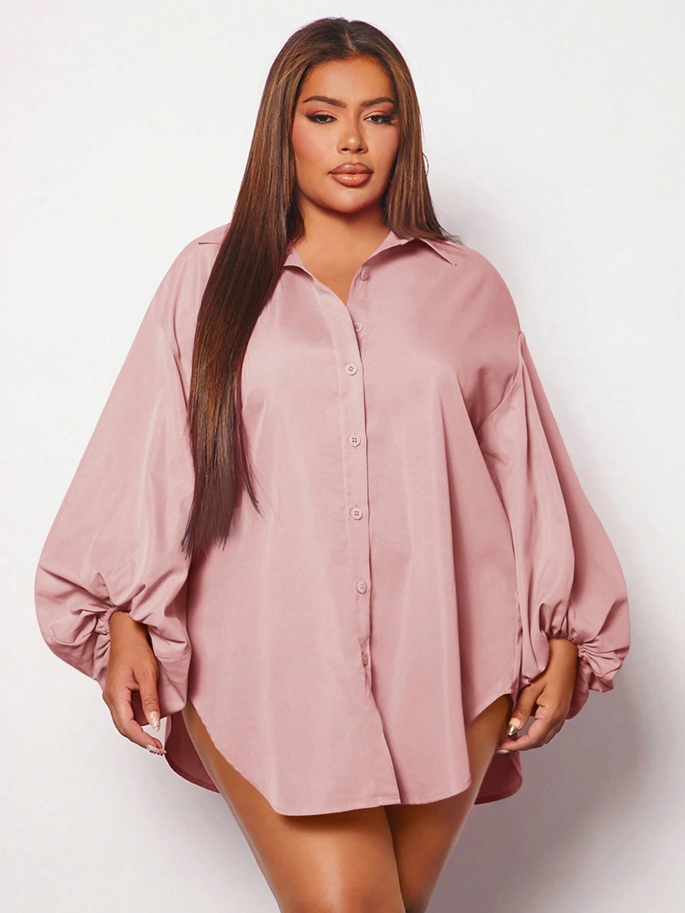 Plus size lantern sleeve shirt