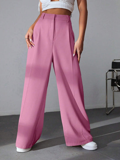 Wide leg solid color pants