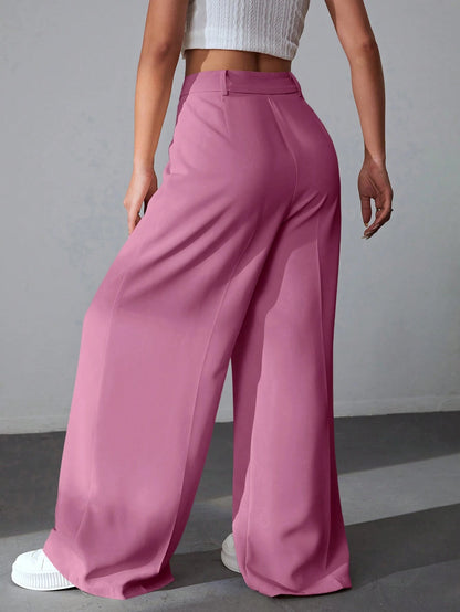 Wide leg solid color pants