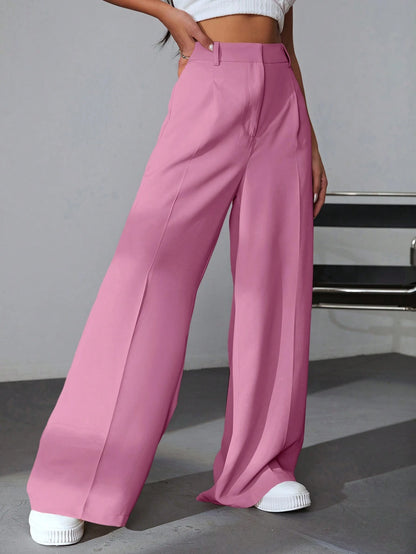 Wide leg solid color pants