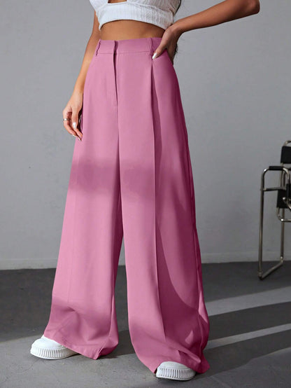 Wide leg solid color pants