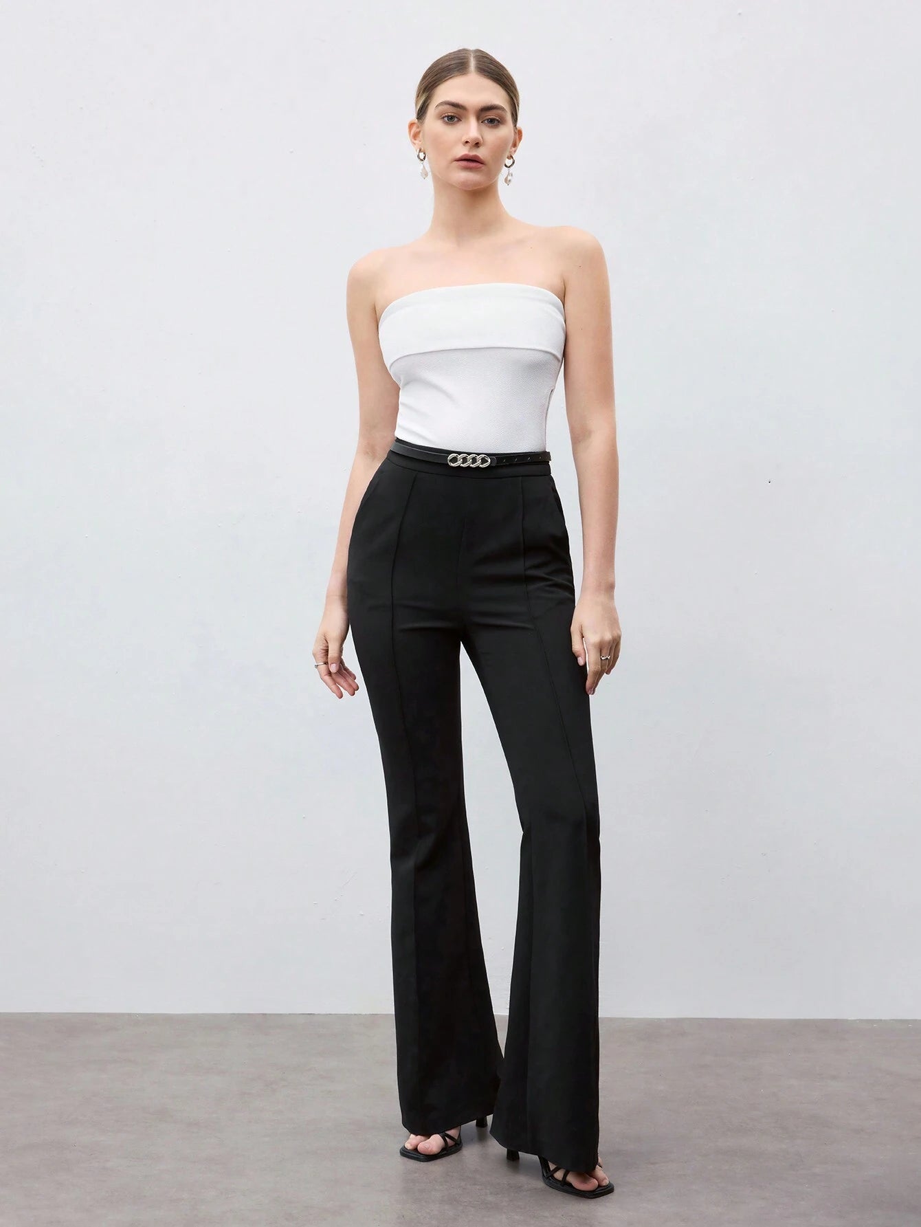 Side zipper split hem sleeveless tube top