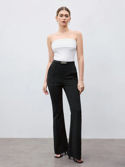 Side zipper split hem sleeveless tube top