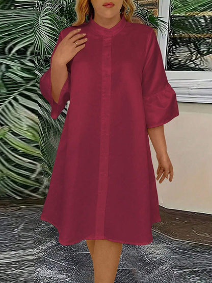 Flare sleeve shirt dress