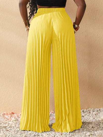 Long pleated wide-leg pants