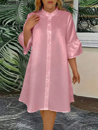 Flare sleeve shirt dress