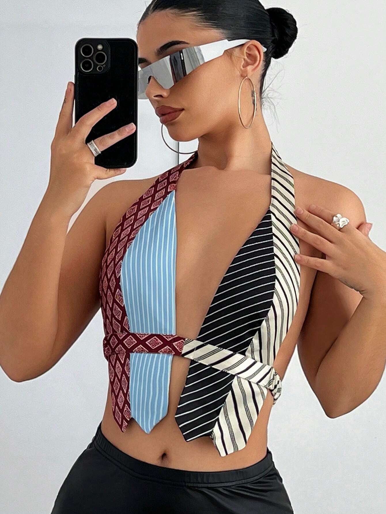 Tie up halter neck crop top