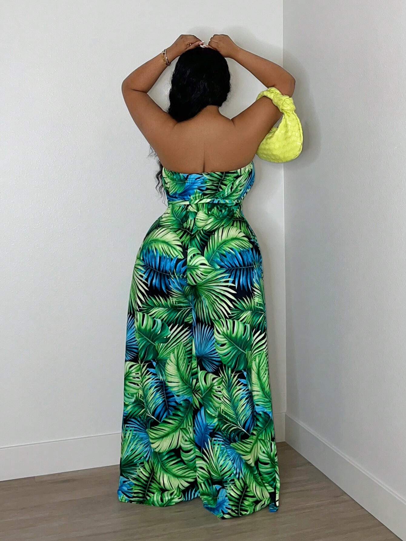 Plus-size tropical jumpsuit