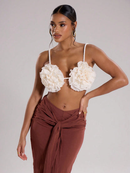 Embroidered crotchet flower bralette