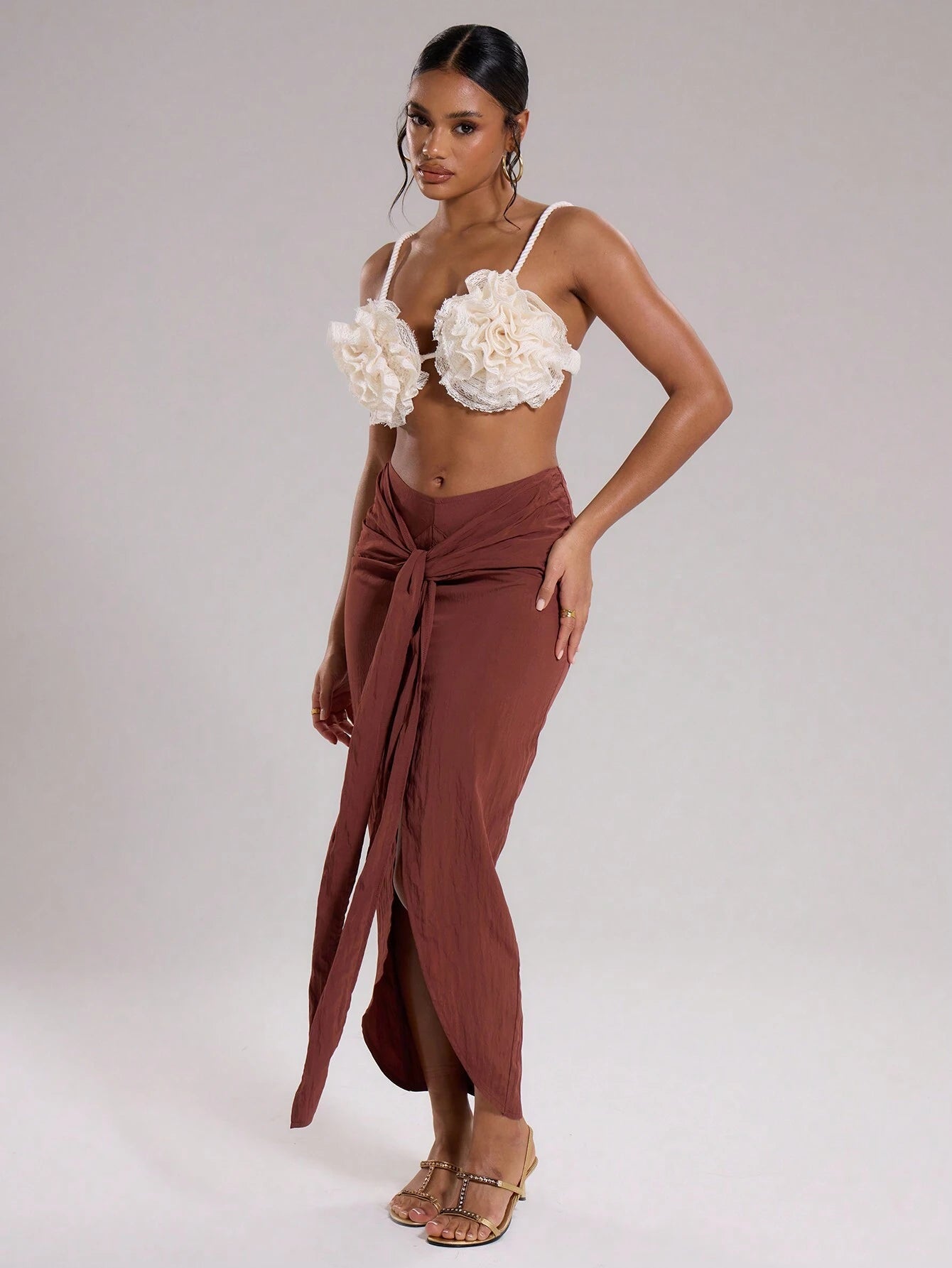 Embroidered crotchet flower bralette