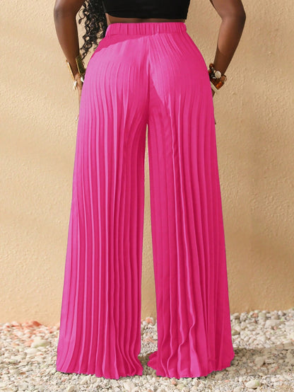 Long pleated wide-leg pants