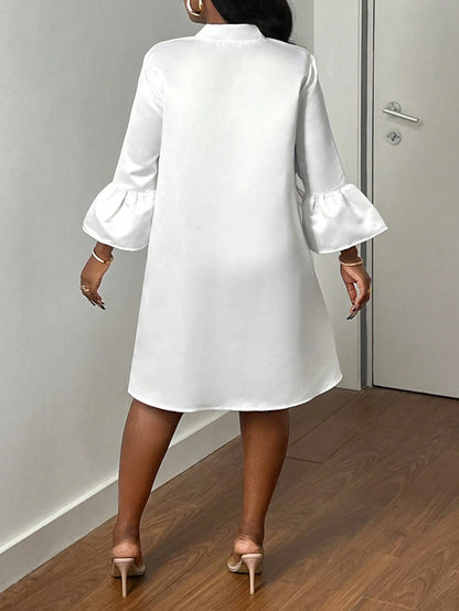 Flare sleeve shirt dress