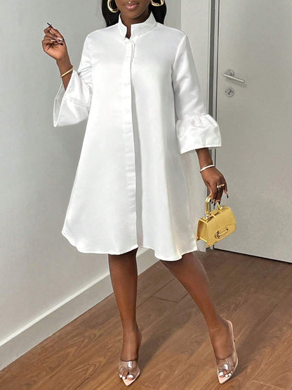 Flare sleeve shirt dress