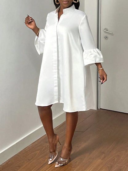 Flare sleeve shirt dress