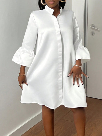 Flare sleeve shirt dress