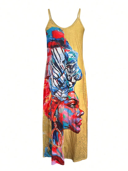 Face graphic cami dress