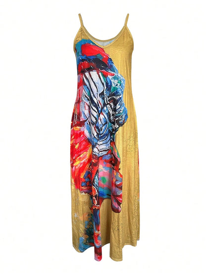 Face graphic cami dress