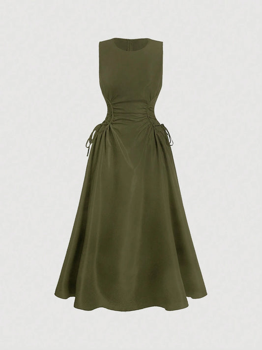 Side cross tie maxi dress