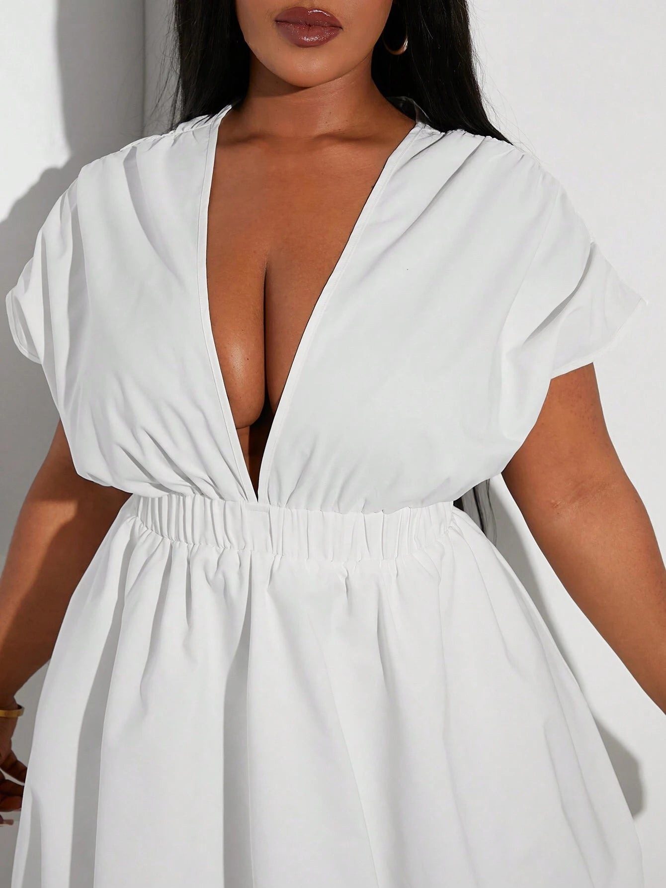 Plus-Size Bubble Hem Short Sleeve Dress