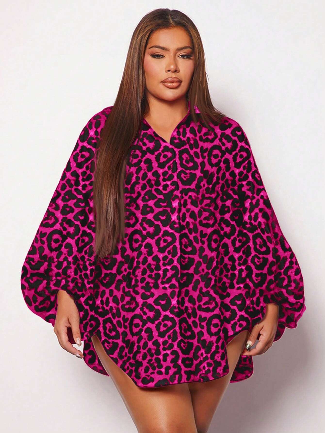 Plus size lantern sleeve shirt