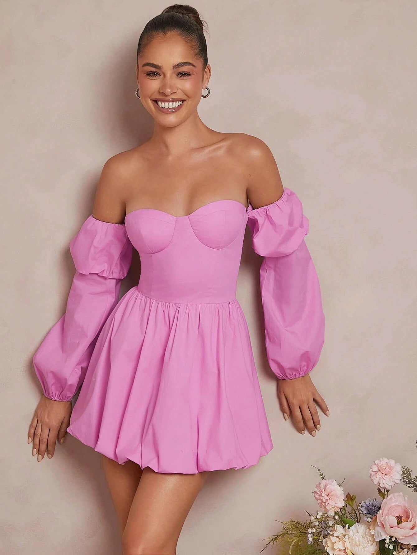 Off shoulder bubble skirt dress