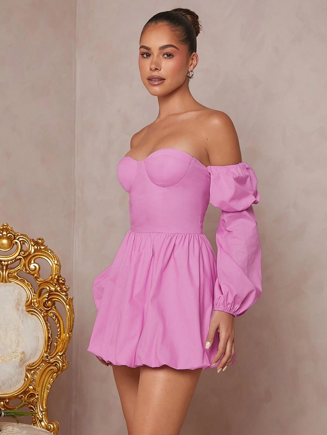 Off shoulder bubble skirt dress