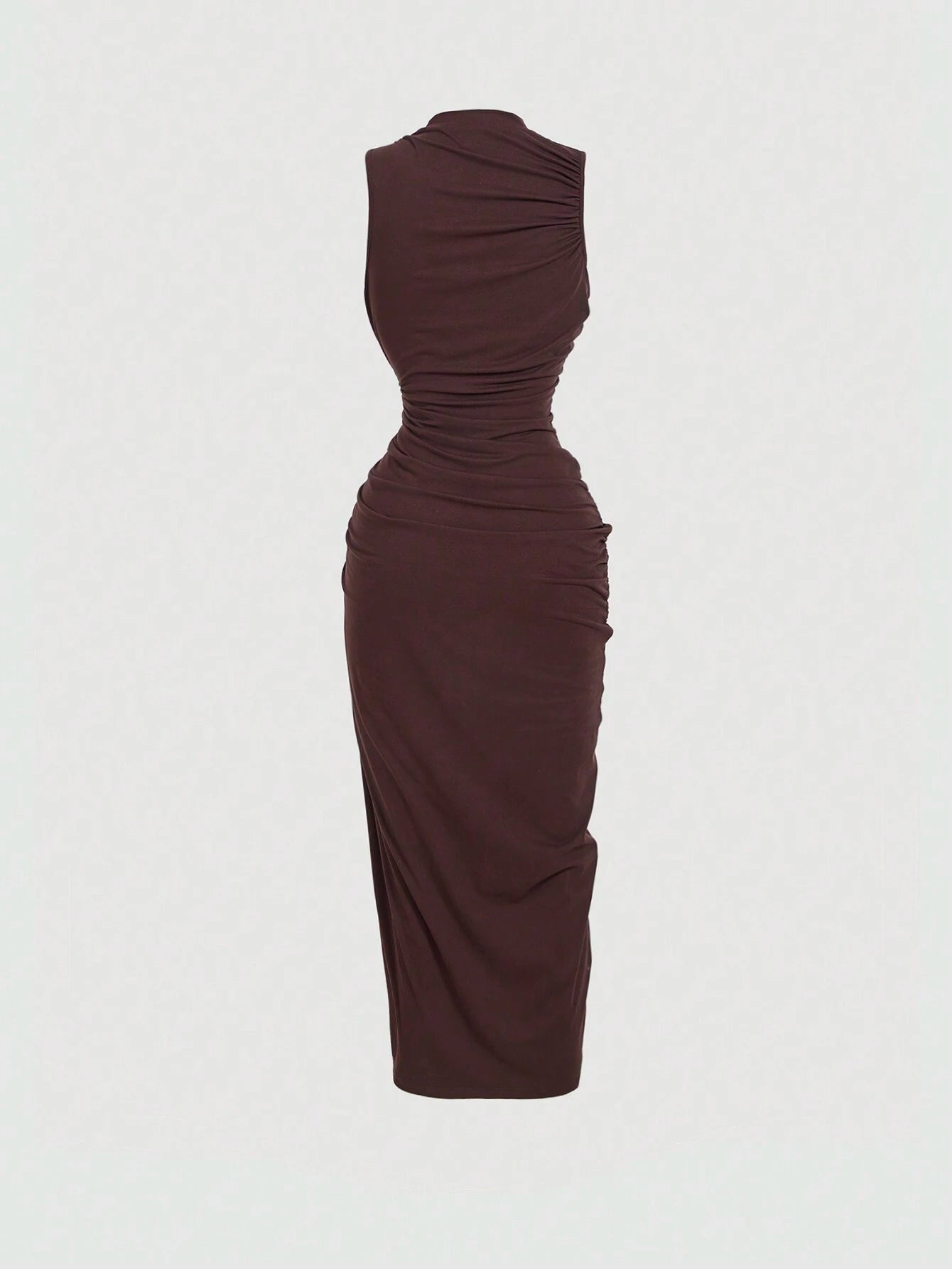 Ruched sleeveless bodycon midi dress