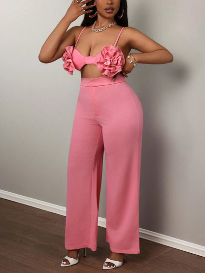 Floral bra and long pants set