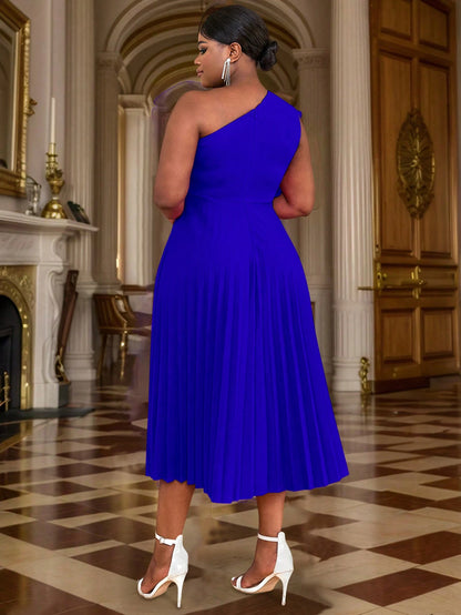 Plus-size 3d rose ruched pleated dress